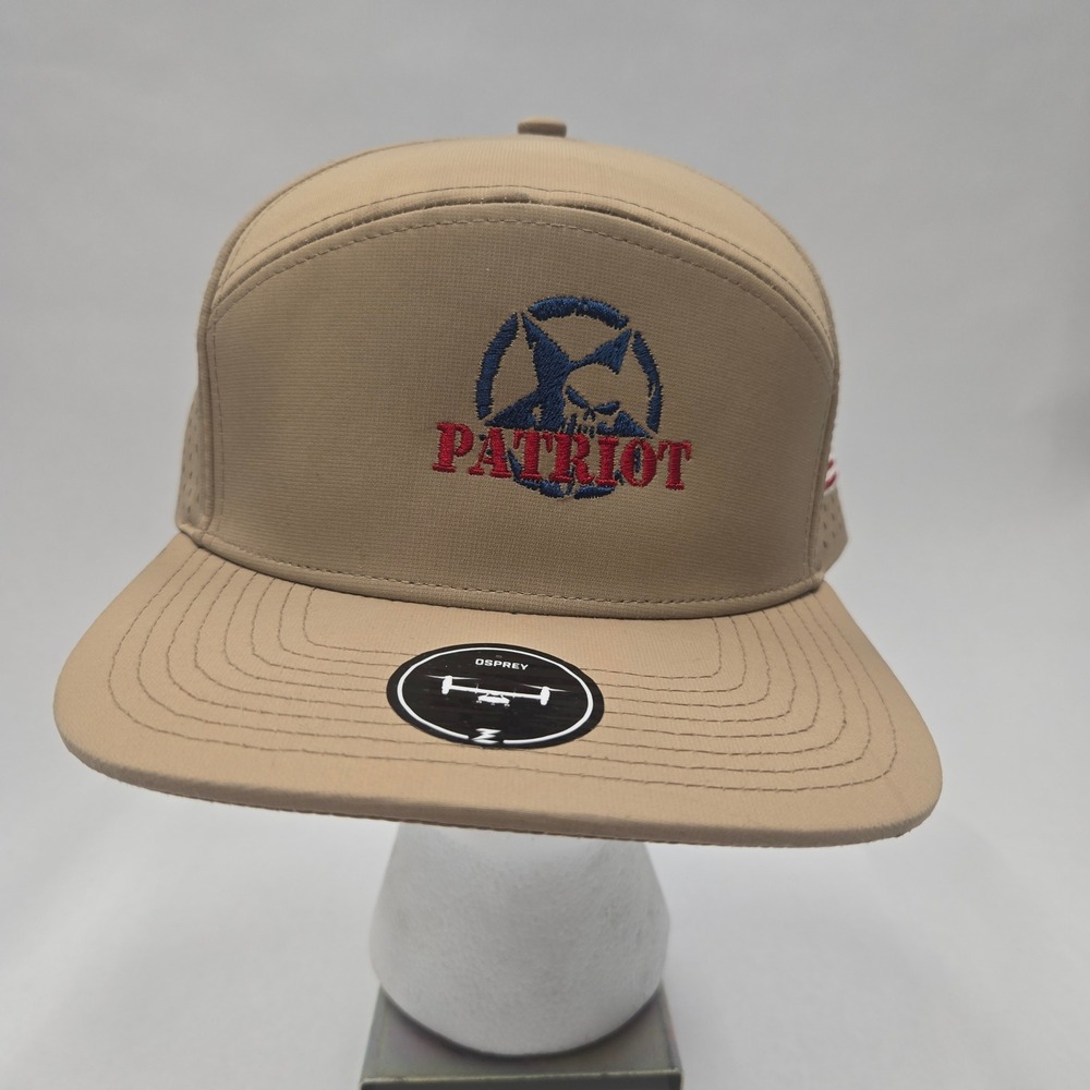 Zapped Osprey Tan Patriot‎ Skull Snapback Hat 7 Panel Perforated Flag Cap Mens